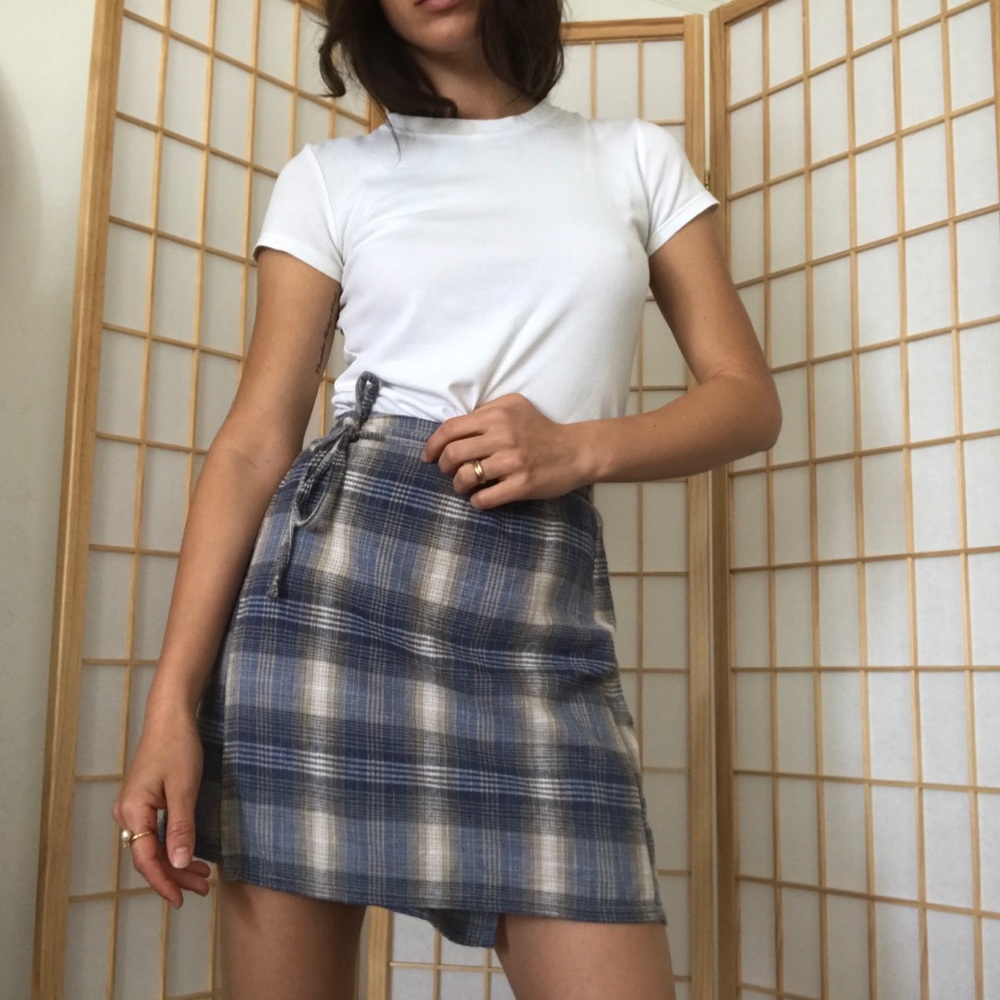VINTAGE PLAID WRAP SKIRT SIZE S
